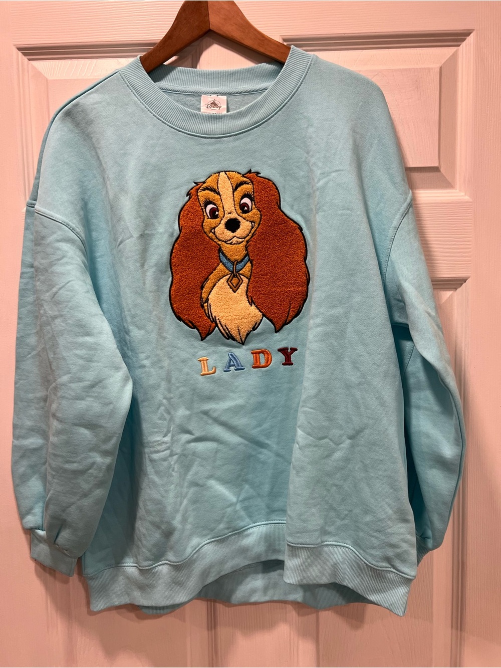 Disney Lady Embroidered Light Blue Dog Sweatshirt